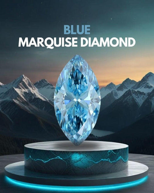 Marquise Cut 1 To 5 CT Blue Colour Lab Grown Diamond : IGI Certified Cvd Loose Diamond Ring