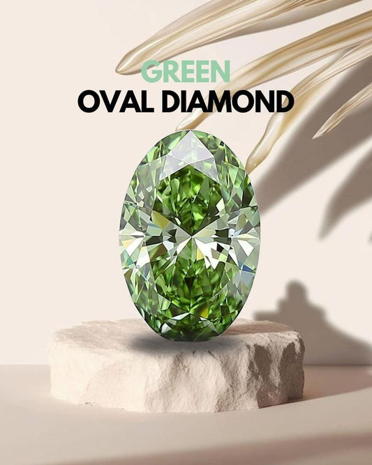 Oval Cut Green Lab Grown Diamond : IGI Certified Vvs/Vs Cvd Loose Diamond Ring