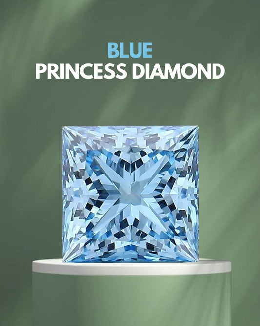 Princess Cut Blue Colour VVS/Vs Lab Grown Diamond, IGI Certified Eco Friendly Loose Diamond, CVD Diamond Engagement Ring For Customized Gift