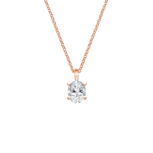 1 TO 3 CT Single Bail Four-Prong Oval Cut Lab Grown Diamond Pendant in 10K/14K/18K Gold | Pooja Diamond | IGI Certified Lab Diamond