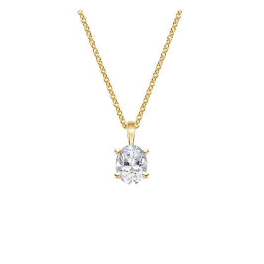 1 TO 3 CT Single Bail Four-Prong Oval Cut Lab Grown Diamond Pendant in 10K/14K/18K Gold | Pooja Diamond | IGI Certified Lab Diamond