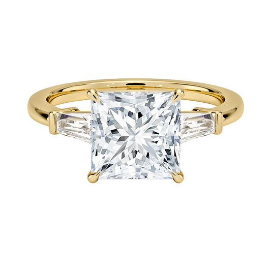 1 To 5 CT Symphony Tapered Baguette Three Stone Princess Cut Lab-Grown Diamond Ring in 10K/14K/18K Gold | Pooja Diamond | IGI Certified Lab Diamond