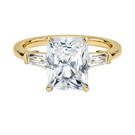 1 To 5 CT Symphony Tapered Baguette Three Stone Radiant Cut Lab-Grown Diamond Ring in 10K/14K/18K Gold | Pooja Diamond | IGI Certified Lab Diamond