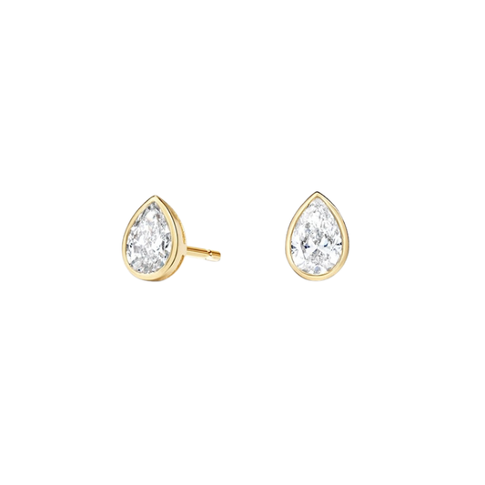 1 To 3 CT Classic Pear Shape Lab Diamond Bezel Stud Earrings – 10K/14K/18K Gold | Pooja Diamond | IGI Certified Lab Diamond