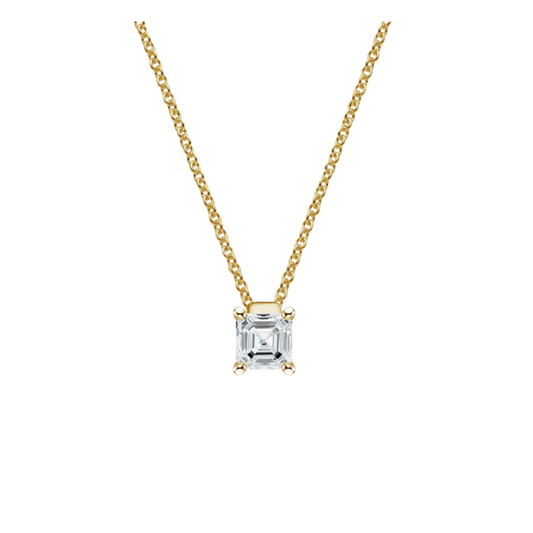 1 To 3 CT Floating Solitaire Asscher Cut Lab Grown Diamond Pendant in 10K/14K/18K Gold | Pooja Diamond | IGI Certified Lab Diamond