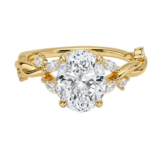 1 TO 5 CT Azalea Oval Cut Lab Grown Diamond Twist Ring in 10K/14K/18K Gold | Pooja Diamond | IGI Certifiend Lab Diamond