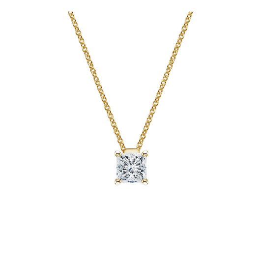 1 To 3 CT Floating Solitaire Princess Cut Lab Grown Diamond Pendant in 10K/14K/18K Gold | Pooja Diamond | IGI Certified Lab Diamond