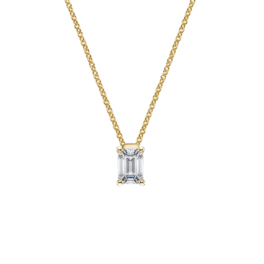 1 To 3 CT Floating Solitaire Emerald Cut Lab Grown Diamond Pendant in 10K/14K/18K Gold | Pooja Diamond | IGI Certified Lab Diamond