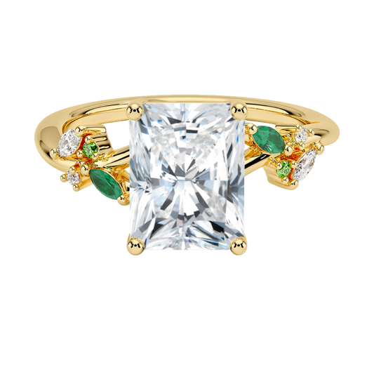 1 TO 5 CT Arden Radiant Cut Lab Grown Diamond Ring with Marquise Leaf Accents in 10K/14K/18K Gold | Pooja Diamond | IGI Cetified Lab Diamond