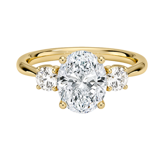 1 TO 5 CT Selene Three Stone Oval Cut Lab-Grown Diamond Ring in 10K/14K/18K Gold | Pooja Diamond | IGI Certified Lab Diamond