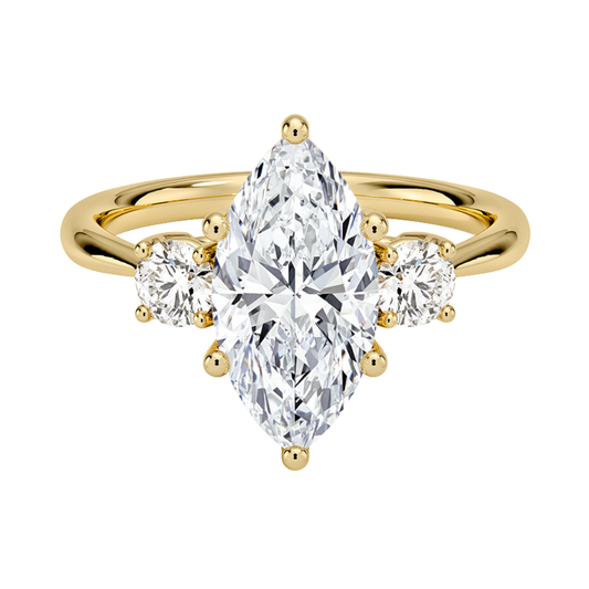 1 TO 5 CT Selene Three Stone Marquise Cut Lab-Grown Diamond Ring in 10K/14K/18K Gold | Pooja Diamond | IGI Certified Lab Diamond
