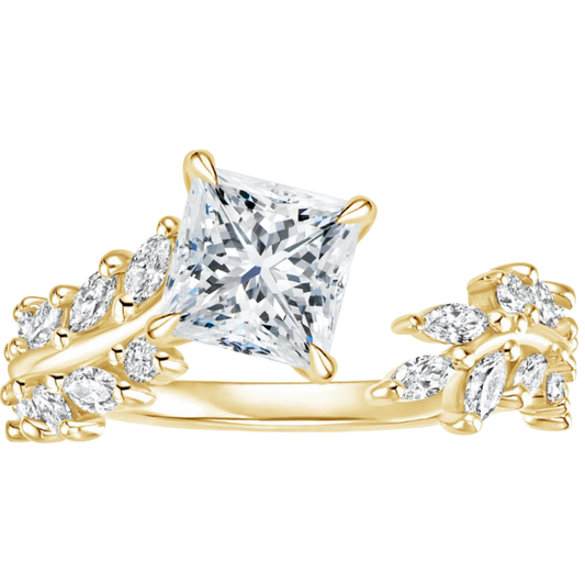 1 To 5 CT Sweeping Ivy Princess Cut Lab Grown Diamond Ring in 10K/14K/18K Gold | Pooja Diamond | IGI Certified Lab Diamond