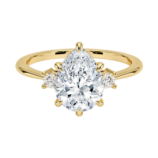 1 TO 5 CT Petite Selene Pear Cut Three Stone Lab-Grown Diamond Ring in 10K/14K/18K Gold | Pooja Diamond | IGI Certified Lab Diamond