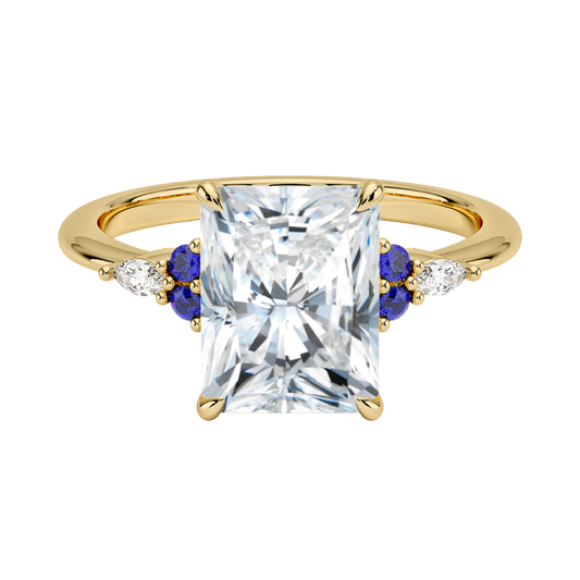 1 TO 5 CT Nadia Radiant Cut Lab Grown Diamond Ring with Round & marquise Accents in 10K/14K/18K Gold | Pooja Diamond | IGI Certified Lab Diamond