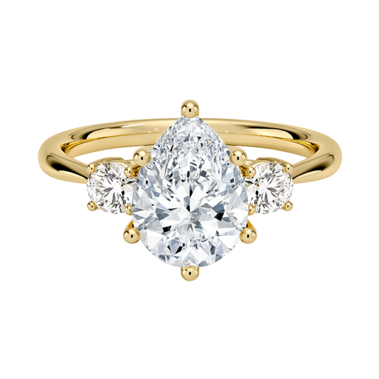 1 TO 5 CT Selene Three Stone Pear Cut Lab-Grown Diamond Ring in 10K/14K/18K Gold | Pooja Diamond | IGI Certified Lab Diamond
