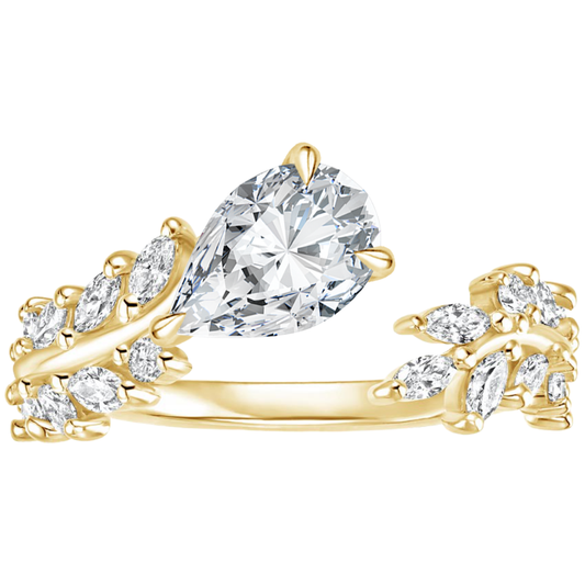 1 To 5 CT Sweeping Ivy Pear Cut Lab Grown Diamond Ring in 10K/14K/18K Gold | Pooja Diamond | IGI Certified Lab Diamond