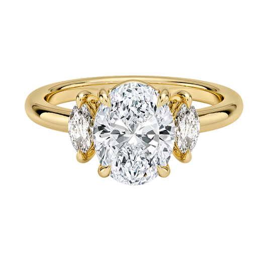 1 To 5 Ct Sasha Oval Cut Three Stone Marquise Lab-Grown Diamond Ring in 10K/14K/18K Gold | Pooja Diamond | IGI Certified Lab Diamond