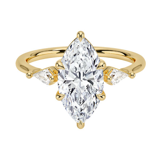1 To 5 CT Cometa Marquise Cut Lab Grown Diamond Three Stone Engagement Ring in 10K/14K/18K Gold | Pooja Diamond | IGI Certified Lab Diamond