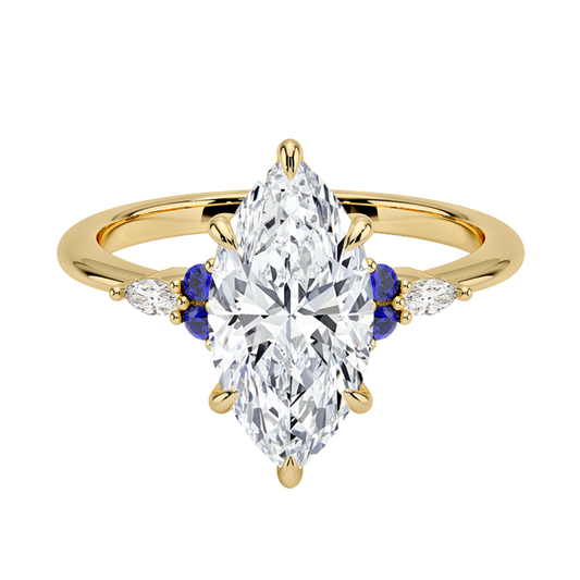 1 TO 5 CT Nadia Marquise Cut Lab Grown Diamond Ring with Round & marquise Accents in 10K/14K/18K Gold | Pooja Diamond | IGI Certified Lab Diamond