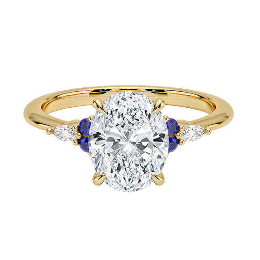 1 TO 5 CT Nadia Oval Cut Lab Grown Diamond Ring with Round & marquise Accents in 10K/14K/18K Gold | Pooja Diamond | IGI Certified Lab Diamond