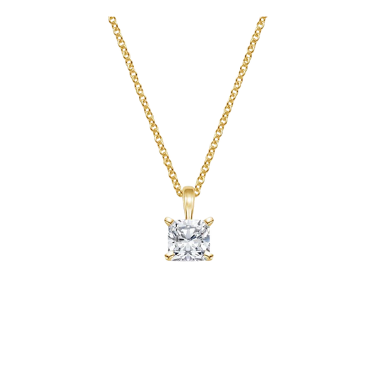 1 TO 3 CT Single Bail Four-Prong Cushion Cut Lab Grown Diamond Pendant in 10K/14K/18K Gold | Pooja Diamond | IGI Certified Lab Diamond