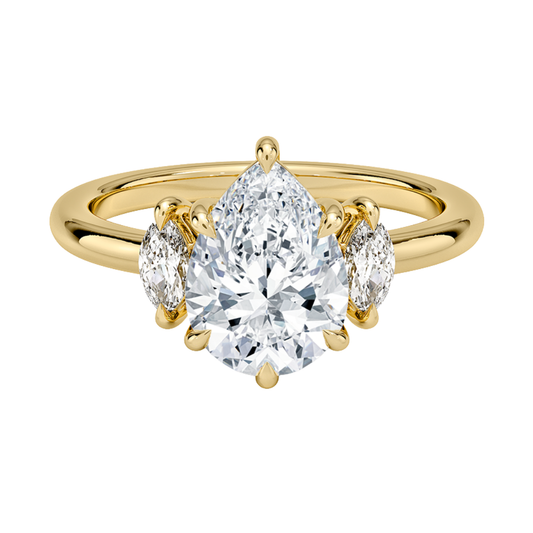 1 To 5 Ct Sasha Pear Cut Three Stone Marquise Lab-Grown Diamond Ring in 10K/14K/18K Gold | Pooja Diamond | IGI Certified Lab Diamond