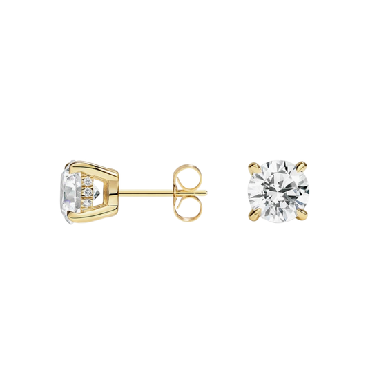 1 To 3 CT Secret Halo Lab Grown Round Diamond Stud Earrings in 10K/14K/18K Gold | Pooja Diamond | IGI Certified Lab Diamond