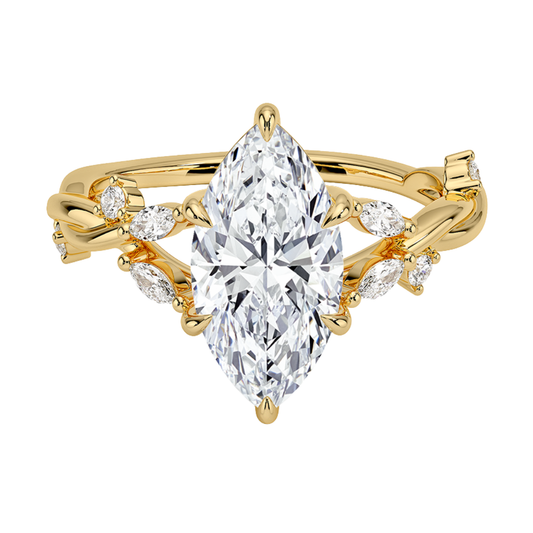 1 TO 5 CT Azalea Marquise Cut Lab Grown Diamond Twist Ring in 10K/14K/18K Gold | Pooja Diamond | IGI Certifiend Lab Diamond