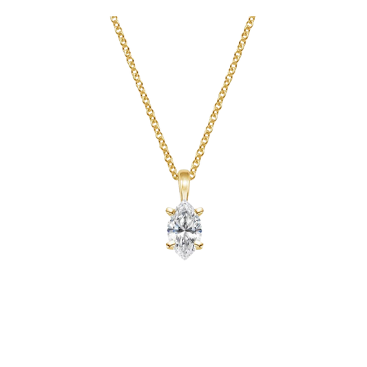 1 TO 3 CT Single Bail Four-Prong Marquise Cut Lab Grown Diamond Pendant in 10K/14K/18K Gold | Pooja Diamond | IGI Certified Lab Diamond