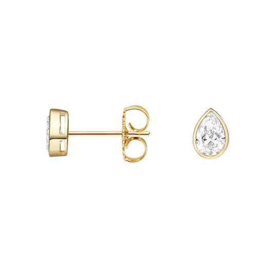 1 To 3 CT Classic Pear Shape Lab Diamond Bezel Stud Earrings – 10K/14K/18K Gold | Pooja Diamond | IGI Certified Lab Diamond