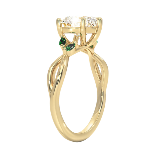 1 TO 5 CT Willow Heart Cut Lab Grown Diamond Ring with Marquise Accents in 10K/14K/18K Gold | Pooja Diamond | IGI Certified Lab Diamond