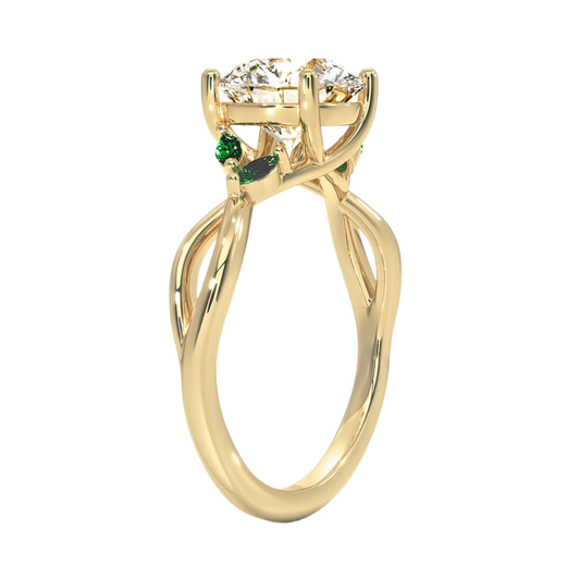 1 TO 5 CT Willow Round Cut Lab Grown Diamond Ring with Marquise Accents in 10K/14K/18K Gold | Pooja Diamond | IGI Certified Lab Diamond