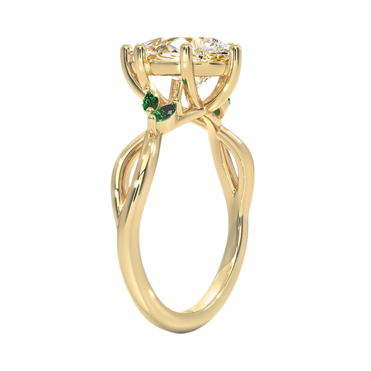 1 TO 5 CT Willow Pear Cut Lab Grown Diamond Ring with Marquise Accents in 10K/14K/18K Gold | Pooja Diamond | IGI Certified Lab Diamond