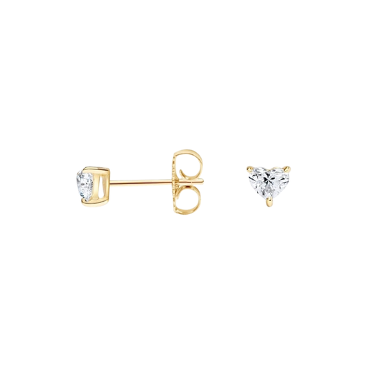 1 To 3 CT Classic Heart Lab Grown Diamond Stud Earrings in 10K/14K/18K Gold | Pooja Diamond | IGI Certified Lab Diamond
