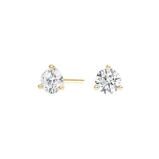 1 To 3 CT Three-Prong Martini Round Lab Grown Diamond Stud Earrings in 10K/14K/18K Gold | Pooja Diamond | IGI Certified Lab Diamond