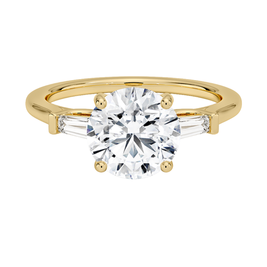 1 TO 5 Ct Perfect Fit Round & Tapered Baguette Lab-Grown Diamond Ring in 10K/14K/18K Gold | Pooja Diamond | IGI Certified Lab Diamond