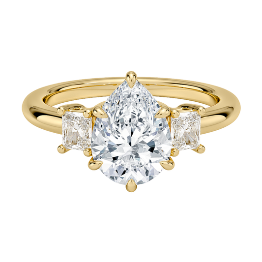 1 TO 5 Ct Helena Pear Cut Three Stone Lab Grown Diamond Engagement Ring in 10K / 14K / 18K Gold | Elegant Three Stone Diamond Ring | Pooja Diamond | IGI Certified Lab Diamond