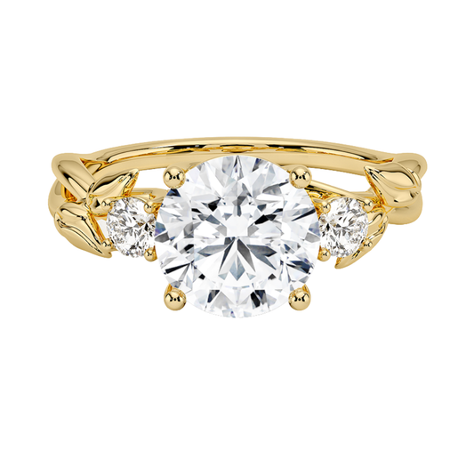 1 To 5 CT Budding Willow Three Stone Round Cut Lab Grown Diamond Ring in 10K/14K/18K Gold | Pooja Diamond | IGI Certified Lab Diamond