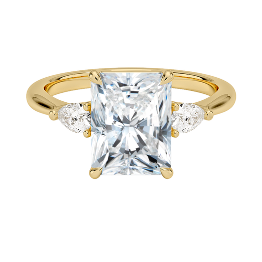 1 To 5 CT Petite Opera Radiant Cut Three Stone Lab-Grown Diamond Ring with Pear Side Stones in 10K/14K/18K Gold | Pooja Diamond | IGI Certified Lab Diamond