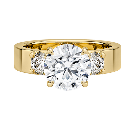 1 To 5 CT Peyton Round Cut Lab Grown Diamond Three Stone Engagement Ring in 10K / 14K / 18K Gold | Pooja Diamond | IGI Certified Lab Diamond