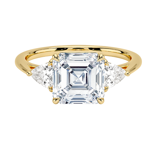 1 TO 5 CT Luxe Asscher & Trillion Three Stone Lab-Grown Diamond Ring in 10K/14K/18K Gold | Pooja Diamond | IGI Certified Lab Diamond