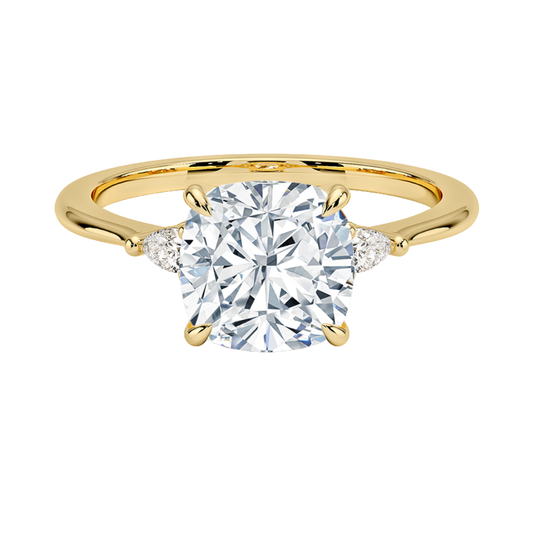1 To 5 CT Aria Cushion Cut Three Stone Lab Grown Diamond Ring in 10K/14K/18K Gold | Pooja Diamond | IGI Certified Lab Diamond