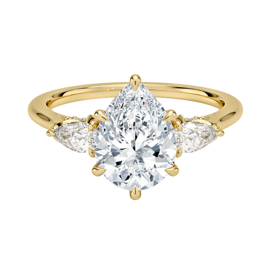1 TO 5 Ct Petal Pear Three Stone Lab-Grown Diamond Ring in 10K/14K/18K Gold | Pooja Diamond | IGI Certified Lab Diamond