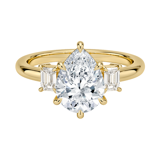 1 To 5 Ct Petite Rhiannon Pear Cut Three Stone Lab-Grown Diamond Ring in 10K/14K/18K Gold | Pooja Diamond | IGI Certified Lab Diamond