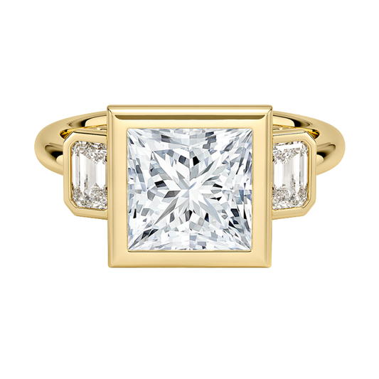1 To 5 Ct Rhiannon Princess Bezel Three Stone Lab-Grown Diamond Ring in 10K/14K/18K Gold | Pooja Diamond | IGI Certified Lab Diamond