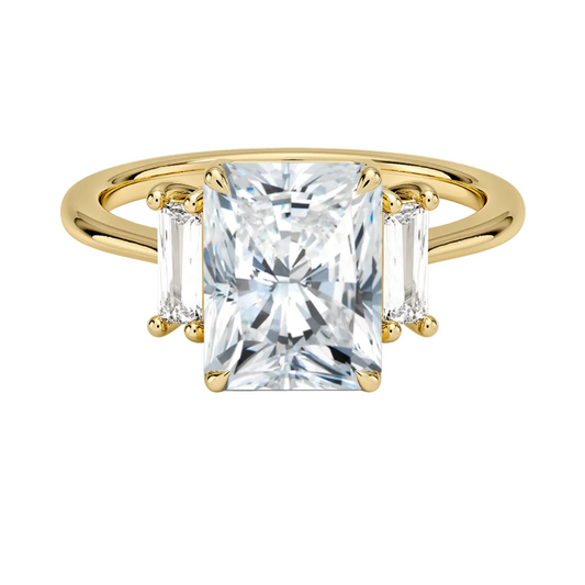 1 TO 5 Ct Vertical Baguette Three Stone Radiant Cut Lab-Grown Diamond Ring in 10K/14K/18K Gold | Pooja Diamond | IGI Certified Lab Diamond