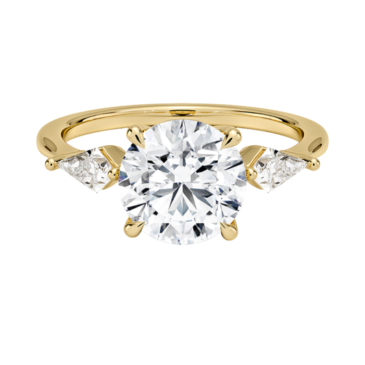 1 TO 5 Ct Luxe Cometa Three Stone Round Cut Lab Grown Diamond Engagement Ring in 10K / 14K / 18K Gold | Pooja Diamond | IGI Certified Lab Diamond