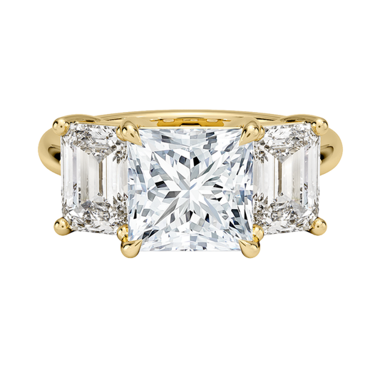 1 To 5 CT Luxe Rhiannon Three Stone Princess Cut Lab Grown Diamond Engagement Ring in 10K/14K/18K Gold | Pooja Diamond | IGI Certified Lab Diamond