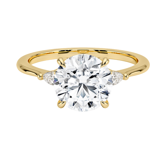 1 To 5 CT Aria Round Cut Three Stone Lab Grown Diamond Ring in 10K/14K/18K Gold | Pooja Diamond | IGI Certified Lab Diamond