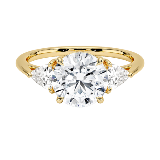 1 TO 5 CT Luxe Round & Trillion Three Stone Lab-Grown Diamond Ring in 10K/14K/18K Gold | Pooja Diamond | IGI Certified Lab Diamond